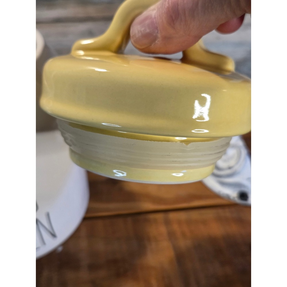 Rae Dunn Mama Chicks Kitchen Ceramic Canister White with Yellow Lid Farmhouse - Picture 10 of 13